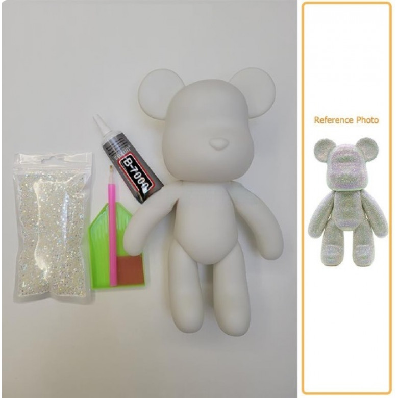 Купить Мишка с алмазными стразами 21 см (арт. BM-003) белый