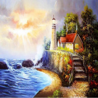 Купить Алмазная вышивка DIY Маяк у моря 30 х 30 см (арт. FR102) Купить Алмазная вышивка DIY Маяк у моря 30 х 30 см (арт. FR102)