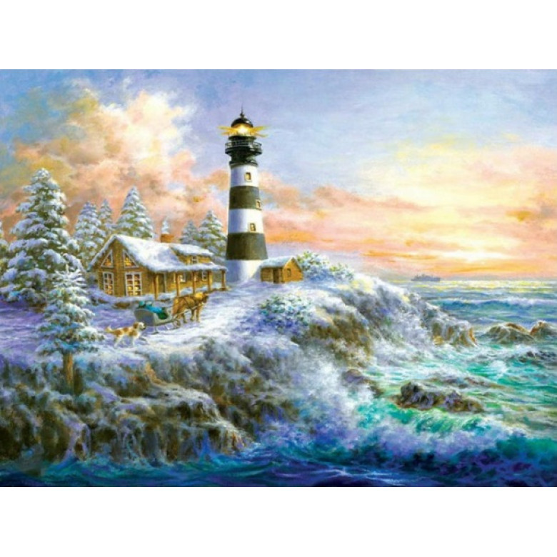 Купить Алмазная мозаика Маяк у моря30 х 40 см (арт. FS332)
