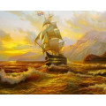 Купить Алмазная мозаика без коробки MyArt Корабль на закате 35 х 30 см (арт. MA487) полная выкладка