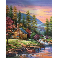 Купить Алмазная вышивка круглые стразы 40 х 50 см на подрамнике Домик в чаще леса (арт. AR-3114) без коробки Купить Алмазная вышивка круглые стразы 40 х 50 см на подрамнике Домик в чаще леса (арт. AR-3114) без коробки