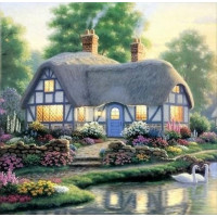 Купить Алмазная вышивка Дом у пруда с лебедями 25 х 25 см (арт. FS075) Купить Алмазная вышивка Дом у пруда с лебедями 25 х 25 см (арт. FS075)