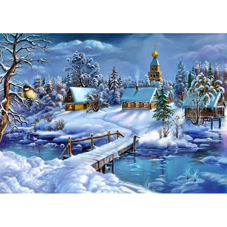 Купить Вышивка стразами Зимняя сказка 30 х 40 см (арт. FS662)