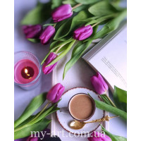 Купить Алмазная вышивка круглые стразы 40 х 50 см на подрамнике Тюльпаны и кофе (арт. AR-3109) без коробки Купить Алмазная вышивка круглые стразы 40 х 50 см на подрамнике Тюльпаны и кофе (арт. AR-3109) без коробки