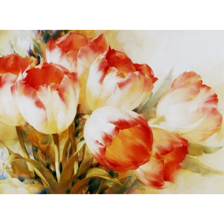 Купить Алмазная вышивка без коробки Пастельные тюльпаны MyArt 40 х 30 см (арт. MA597)