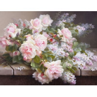 Купить Алмазная вышивка Букет сирени с розами 30 х 20 см (арт. FS118) квадратные алмазы Купить Алмазная вышивка Букет сирени с розами 30 х 20 см (арт. FS118) квадратные алмазы