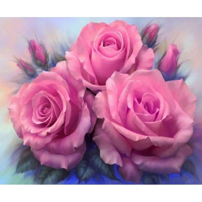 Купить Алмазная вышивка без коробки Цветы с куста роз 50 х 40 см MyArt (арт. MA608)