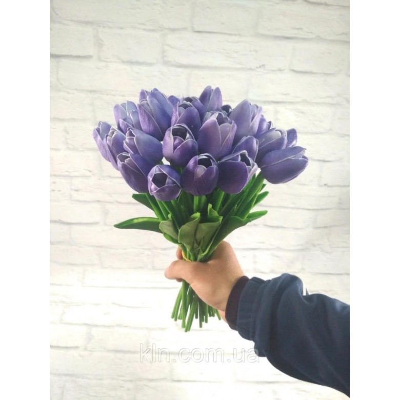 Купить Цветы тюльпаны искусственные фиолетовые 31 шт декор букет DT002