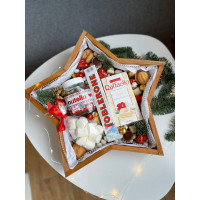 Купить Большая коробка бокс со сладостями новогодняя звезда шикарная Купить Большая коробка бокс со сладостями новогодняя звезда шикарная