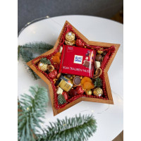 Купить Коробка бокс со сладостями новогодняя звезда красная на подарок Купить Коробка бокс со сладостями новогодняя звезда красная на подарок