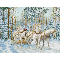 Купить Вышивка крестиком Тройка белых лошадей 65х52 см (арт. MK029) Купить Вышивка крестиком Тройка белых лошадей 65х52 см (арт. MK029)