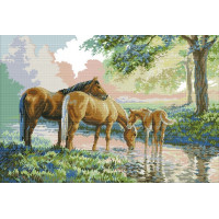 Купить Вышивка крестом на канве Лошади у пруда 61х44 см (арт. MK033) Купить Вышивка крестом на канве Лошади у пруда 61х44 см (арт. MK033)