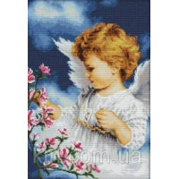 Купить Вышивка крестиком Ангелок маленький 36х50 см (арт. MK062) канва белая 14 Купить Вышивка крестиком Ангелок маленький 36х50 см (арт. MK062) канва белая 14