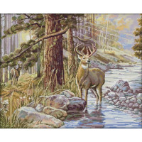 Купить Вышивка крестиком Лесной олень 52х43 см (арт. MK078) счетный крест Купить Вышивка крестиком Лесной олень 52х43 см (арт. MK078) счетный крест