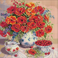 Купить Вышивание счетным крестом набор Букет маков 48х48 см (арт. MK086) крестиком Купить Вышивание счетным крестом набор Букет маков 48х48 см (арт. MK086) крестиком