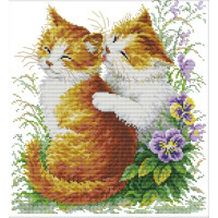 Купить Набор для вышивки счетным крестом Ласковая пара котиков 33х34 см (арт. MK088) крестиком Купить Набор для вышивки счетным крестом Ласковая пара котиков 33х34 см (арт. MK088) крестиком