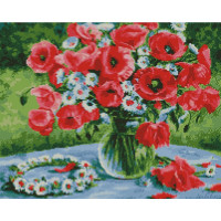 Маки і віночок з ромашок