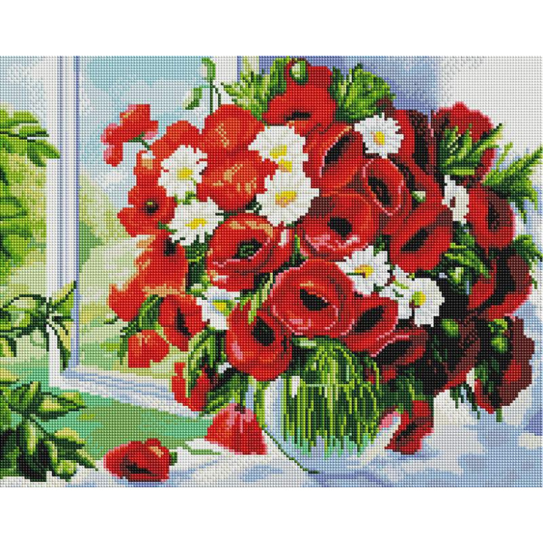 Букет з маків і ромашок