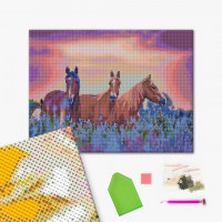 Коні на квітковому полі Коні на квітковому полі