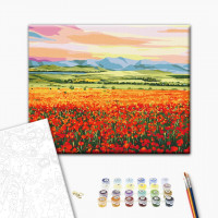 Захід сонця над квітковим полем © Anna Steshenko