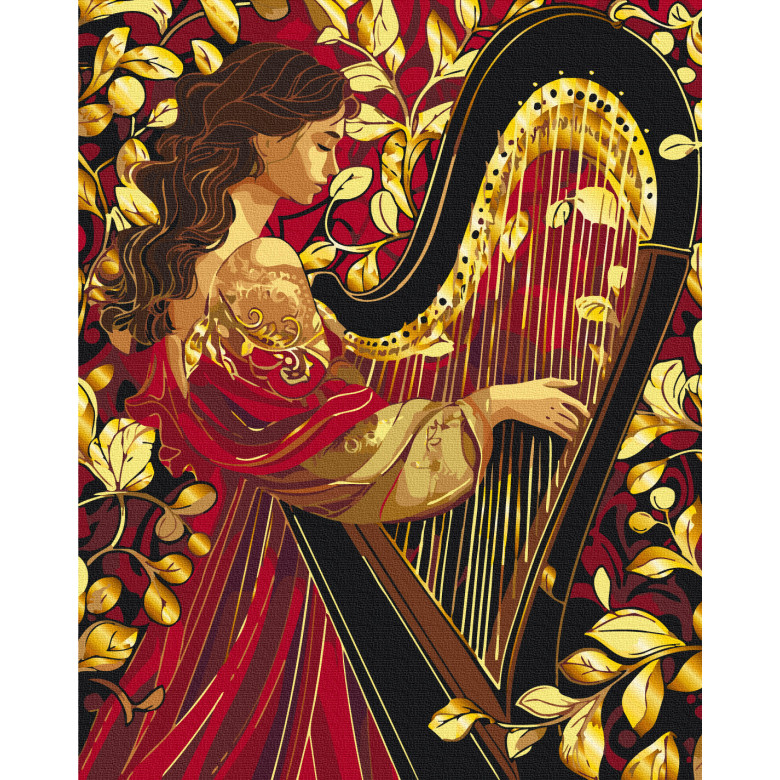 Мелодія золотої арфи з фарбами металік