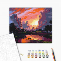 Яскравий захід в горах Яскравий захід в горах