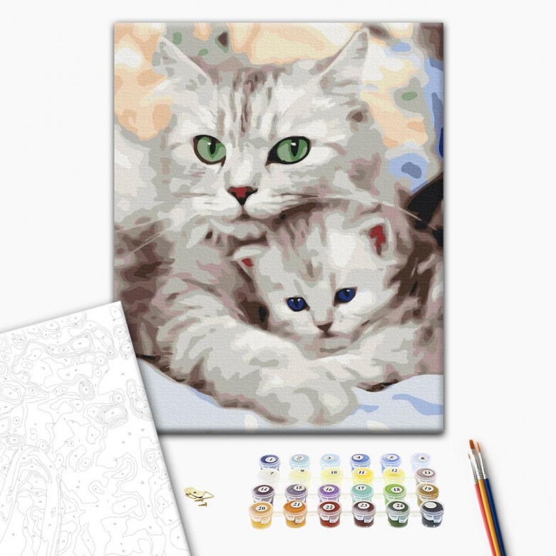 Мама кішка з котеням