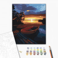 Красивий захід на озері Красивий захід на озері