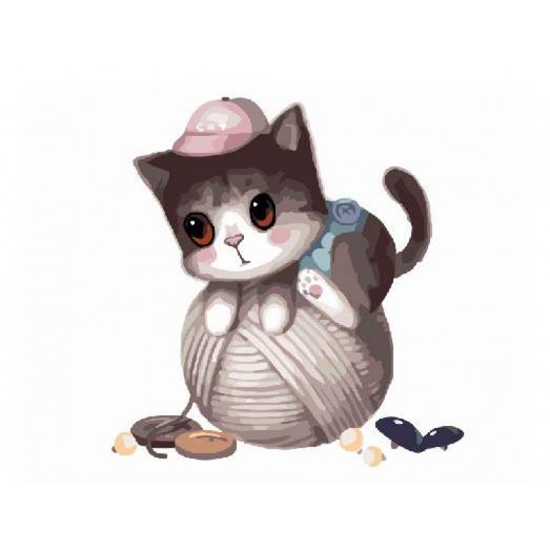 Маленький котик з клубочком
