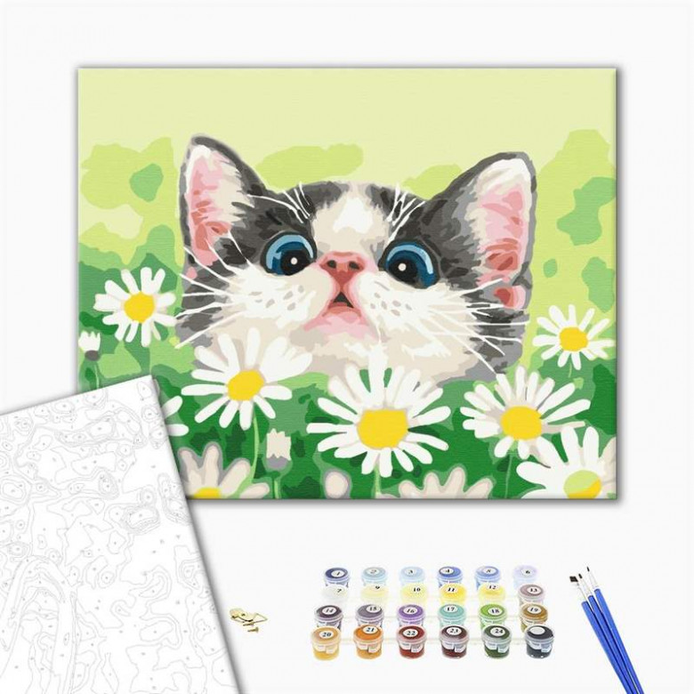 Котик в ромашках