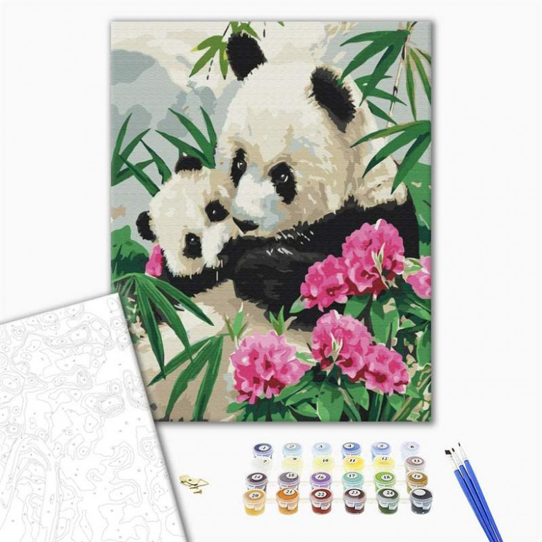 Мама панда з дитинчам