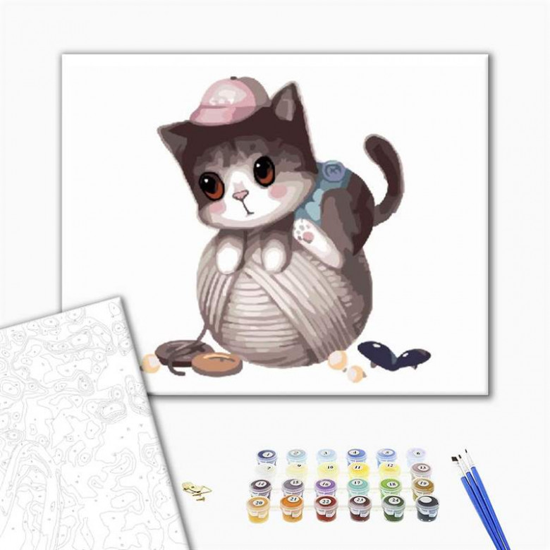 Маленький котик з клубочком