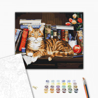 Кіт на книжковій полиці