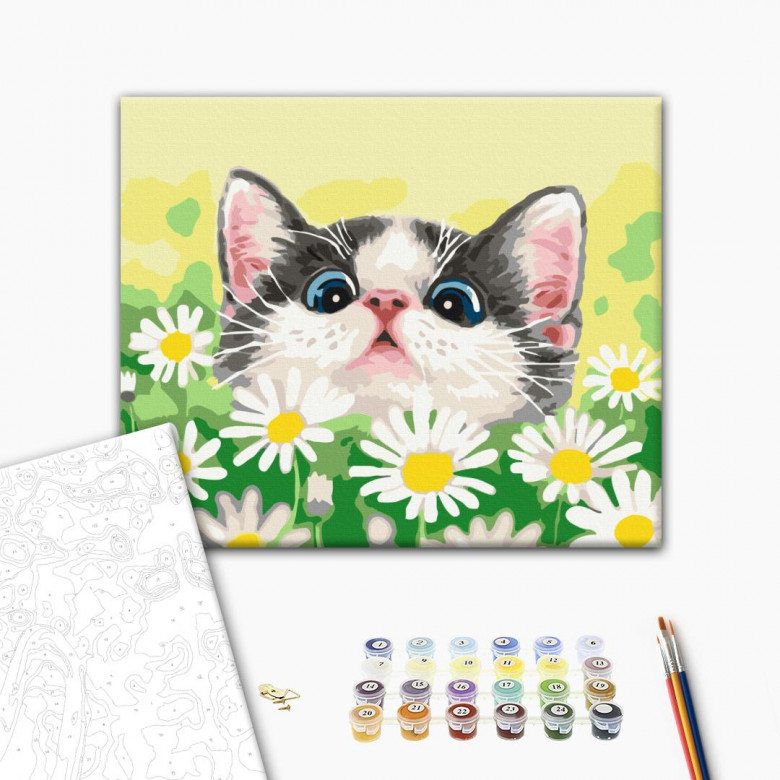 Котик в ромашках
