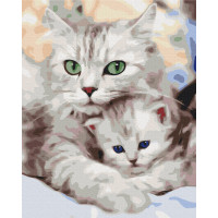 Мама кішка з котеням