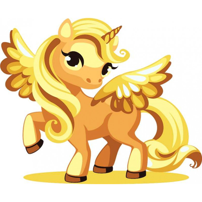 ASK037 Картина за номерами Золотий єдиноріг ArtStory