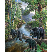 Картина зі страз ТМ Алмазна мозаїка Ведмедики на полюванні (DMF-062, На підрамнику)