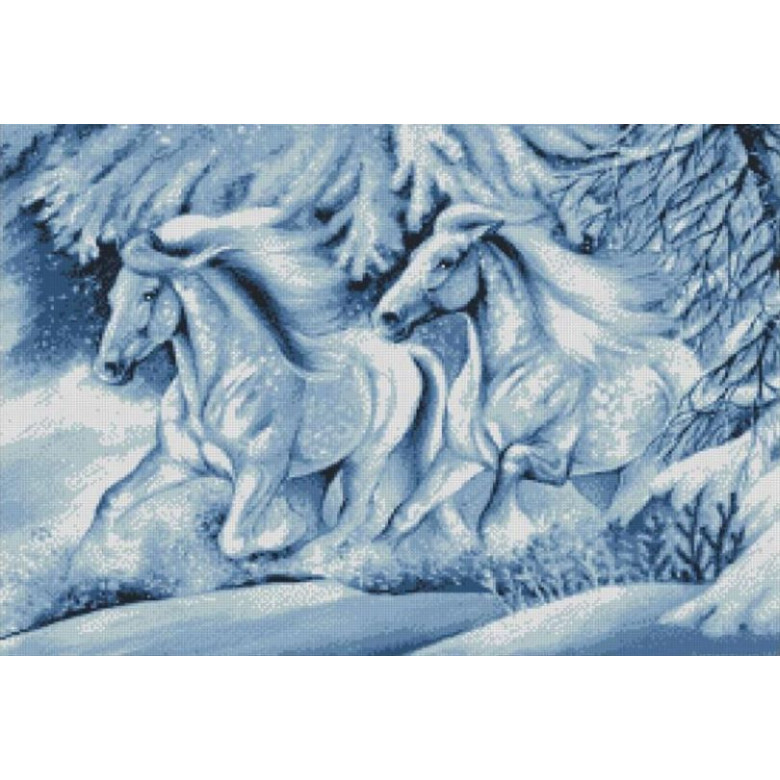 Алмазна вишивка Dream Art Снігові коні (51 х 69 см) (DA-31727, Без підрамника)