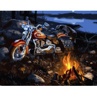 SR-B-GS393 Малювання по номерам Байк біля вогнищаStrateg SR-B-GS393 Малювання по номерам Байк біля вогнищаStrateg