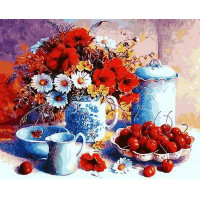 MR-Q612 Картина розмальовка Черешні та макиMariposa MR-Q612 Картина розмальовка Черешні та макиMariposa