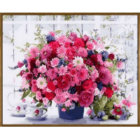 NB1233R Розмальовка за номерами Рожеві хризантеми (в рамі) Babylon NB1233R Розмальовка за номерами Рожеві хризантеми (в рамі) Babylon