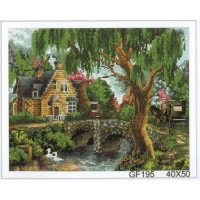 Малювання камінням на полотні Алмазна мозаїка Будиночок біля річки (GF195, Без підрамника) Малювання камінням на полотні Алмазна мозаїка Будиночок біля річки (GF195, Без підрамника)