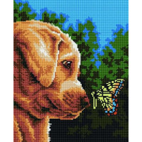 Набір вишивка алмазна Rainbow Art Щеня і метелик (EJ399, На підрамнику)