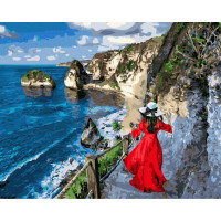 BK-GX38166 Картина за цифрами Дівчина на алмазному пляжі