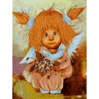 VK289 Розмальовка для дорослих Ангелочок з осіннім букетом Babylon VK289 Розмальовка для дорослих Ангелочок з осіннім букетом Babylon