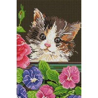 Алмазна вишивка ColorArt Котик у квітах (CLR-DT723, Без підрамника)
