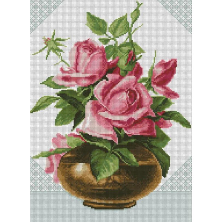 Картина мозаїка Dream Art Рожеві троянди (35 х 48 см) (DA-31481, Без підрамника)