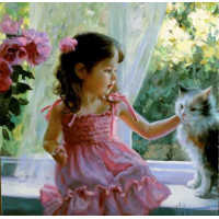 VP389 Картина за номерами Дівчинка та кіт Babylon