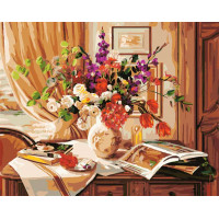 BK-GX8970 Картина розмальовка Букет на комоді BK-GX8970 Картина розмальовка Букет на комоді