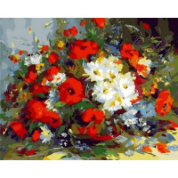 MR-Q910 Картина розмальовка Маки та ромашки Mariposa MR-Q910 Картина розмальовка Маки та ромашки Mariposa